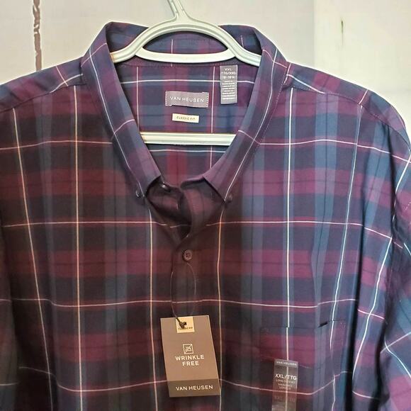Van Heusen Multicolor Plaid Classic Fit Button Shirt XXL - Picture 4 of 7